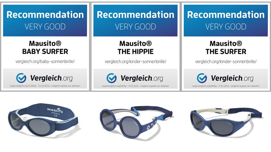 Mausito Sonnenbrillen bei vergleich.org mit "SEHR GUT" ausgezeichnet - MAUSITO - Kindersonnenbrillen für Jungen und Mädchen
