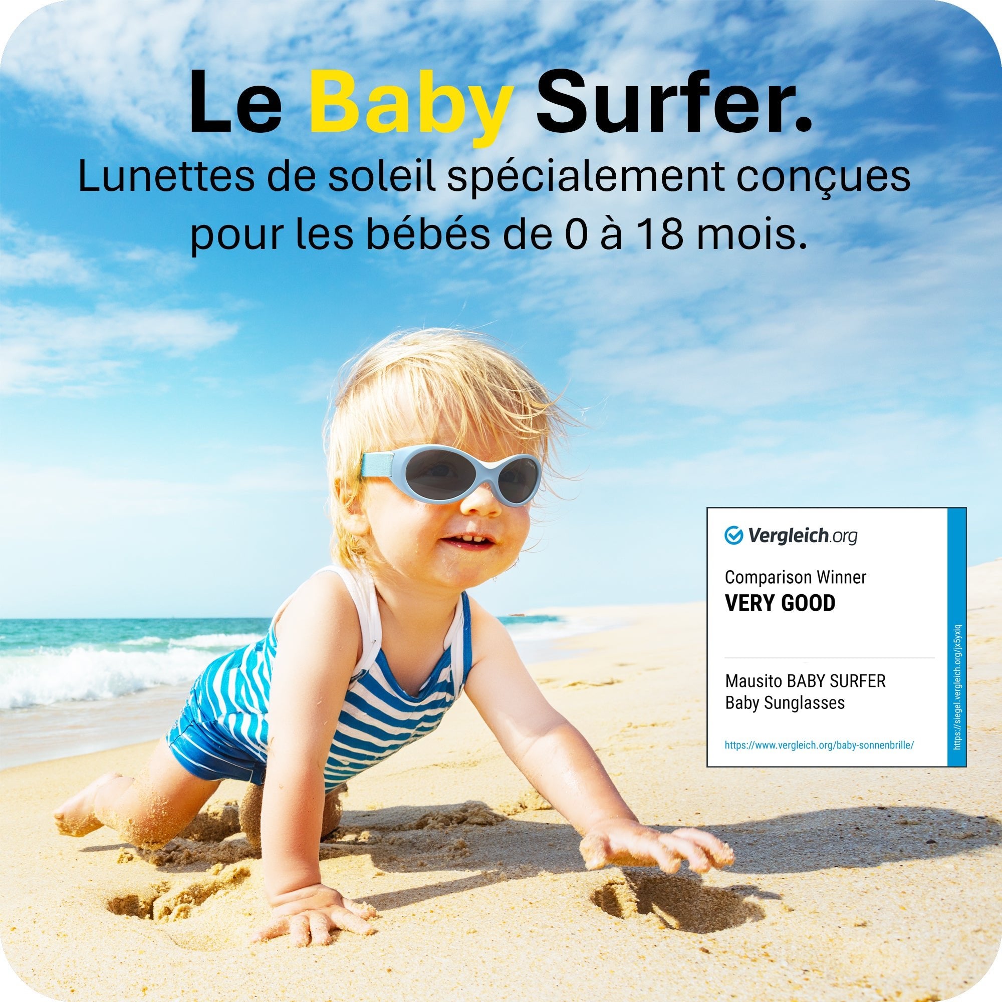 BABY SURFER | 0 - 18 mois - MAUSITO - Kindersonnenbrillen für Jungen und Mädchen