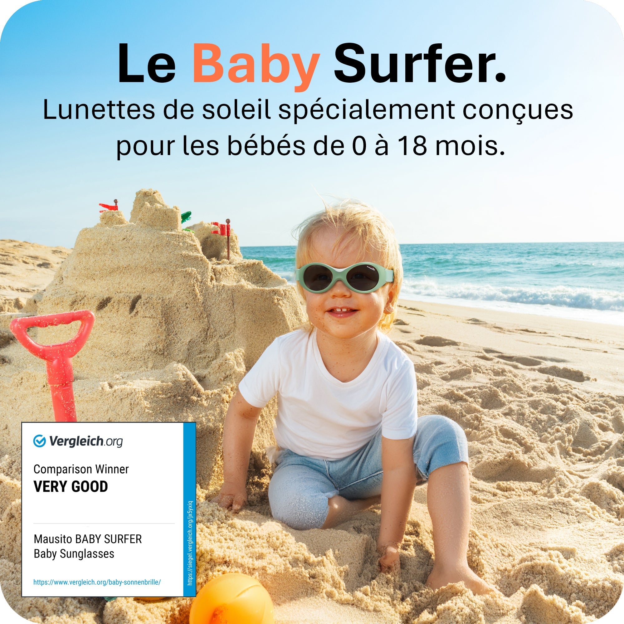 BABY SURFER | 0 - 18 mois - MAUSITO - Kindersonnenbrillen für Jungen und Mädchen