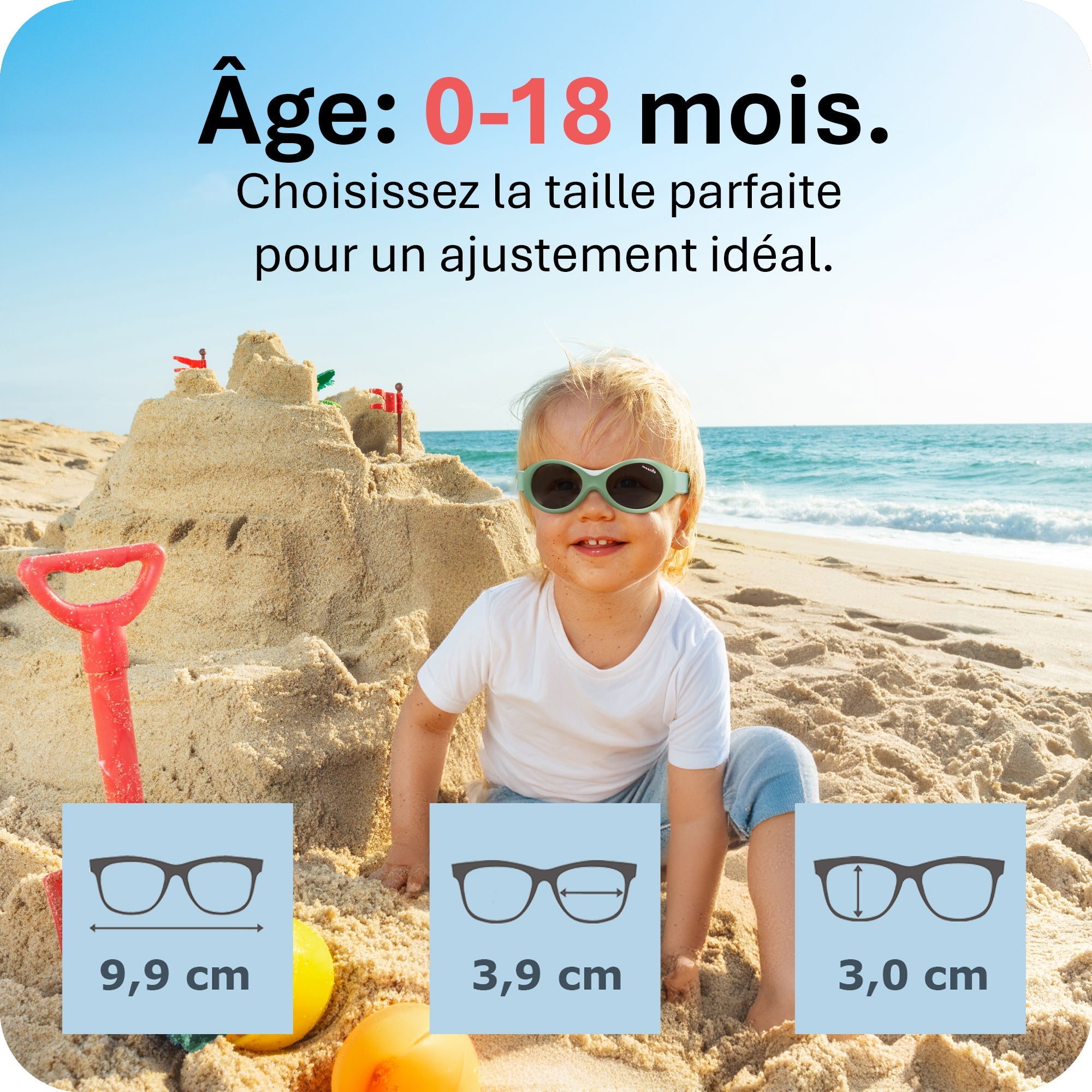 BABY SURFER | 0 - 18 mois - MAUSITO - Kindersonnenbrillen für Jungen und Mädchen