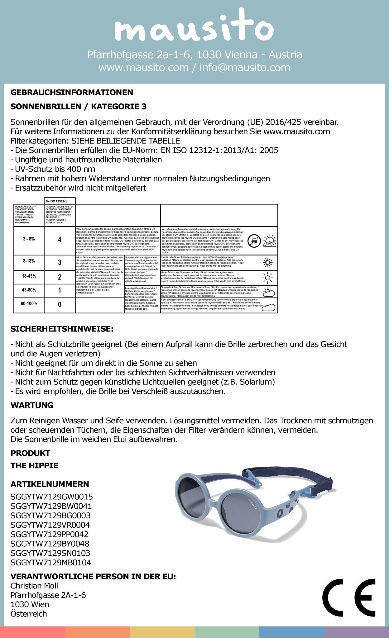 THE HIPPIE | 6 - 24 mois & 2 - 5 ans - MAUSITO - Kindersonnenbrillen für Jungen und Mädchen