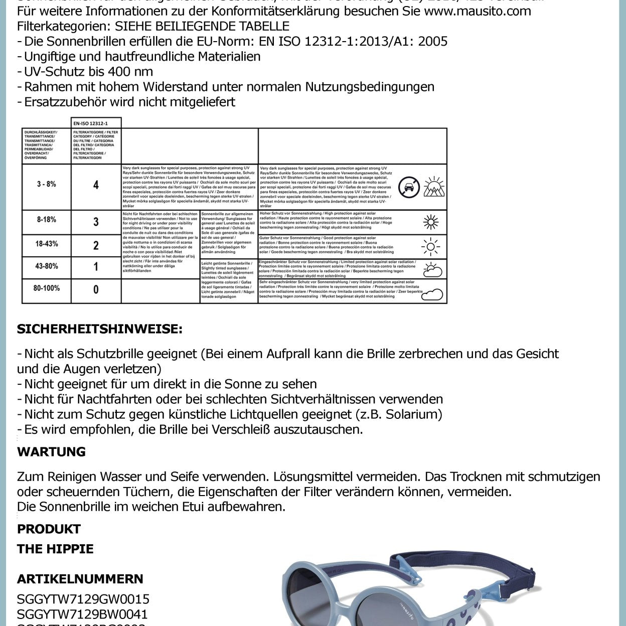 THE HIPPIE | 6 - 24 mois & 2 - 5 ans - MAUSITO - Kindersonnenbrillen für Jungen und Mädchen