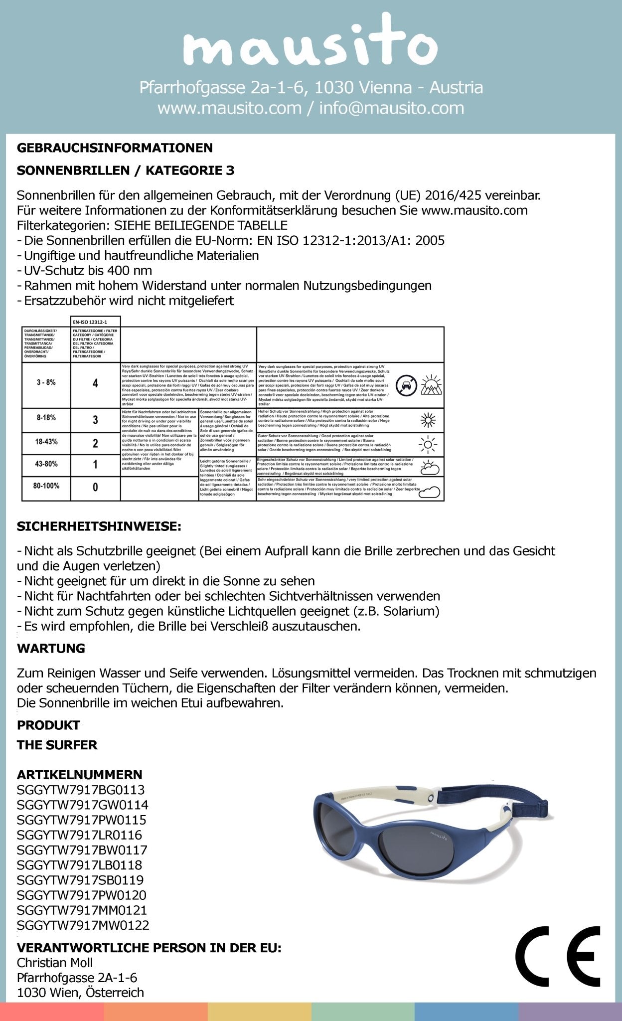 THE SURFER | 2 - 4 ans & 5 - 8 ans - MAUSITO - Kindersonnenbrillen für Jungen und Mädchen