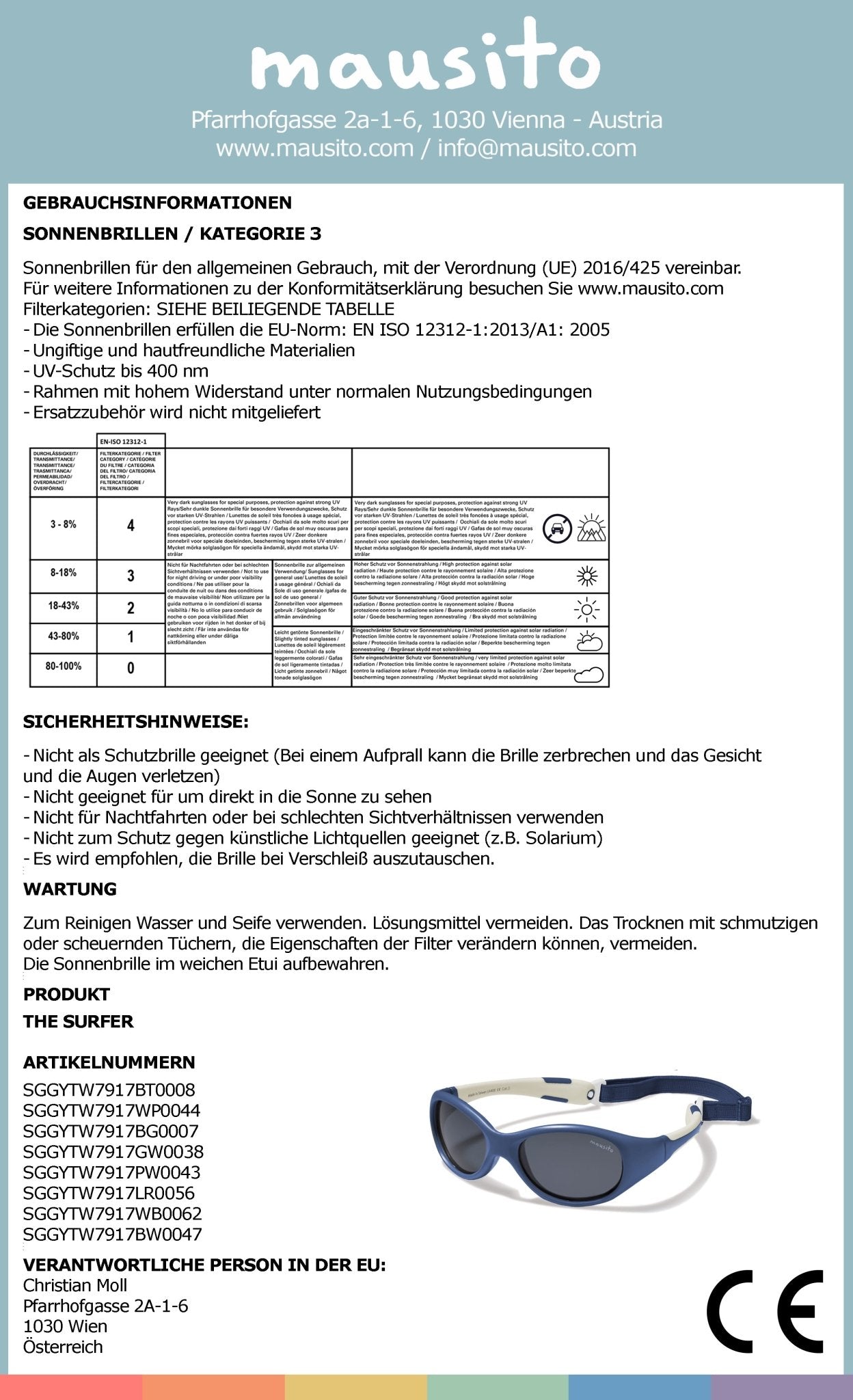 THE SURFER | 2 - 4 ans & 5 - 8 ans - MAUSITO - Kindersonnenbrillen für Jungen und Mädchen